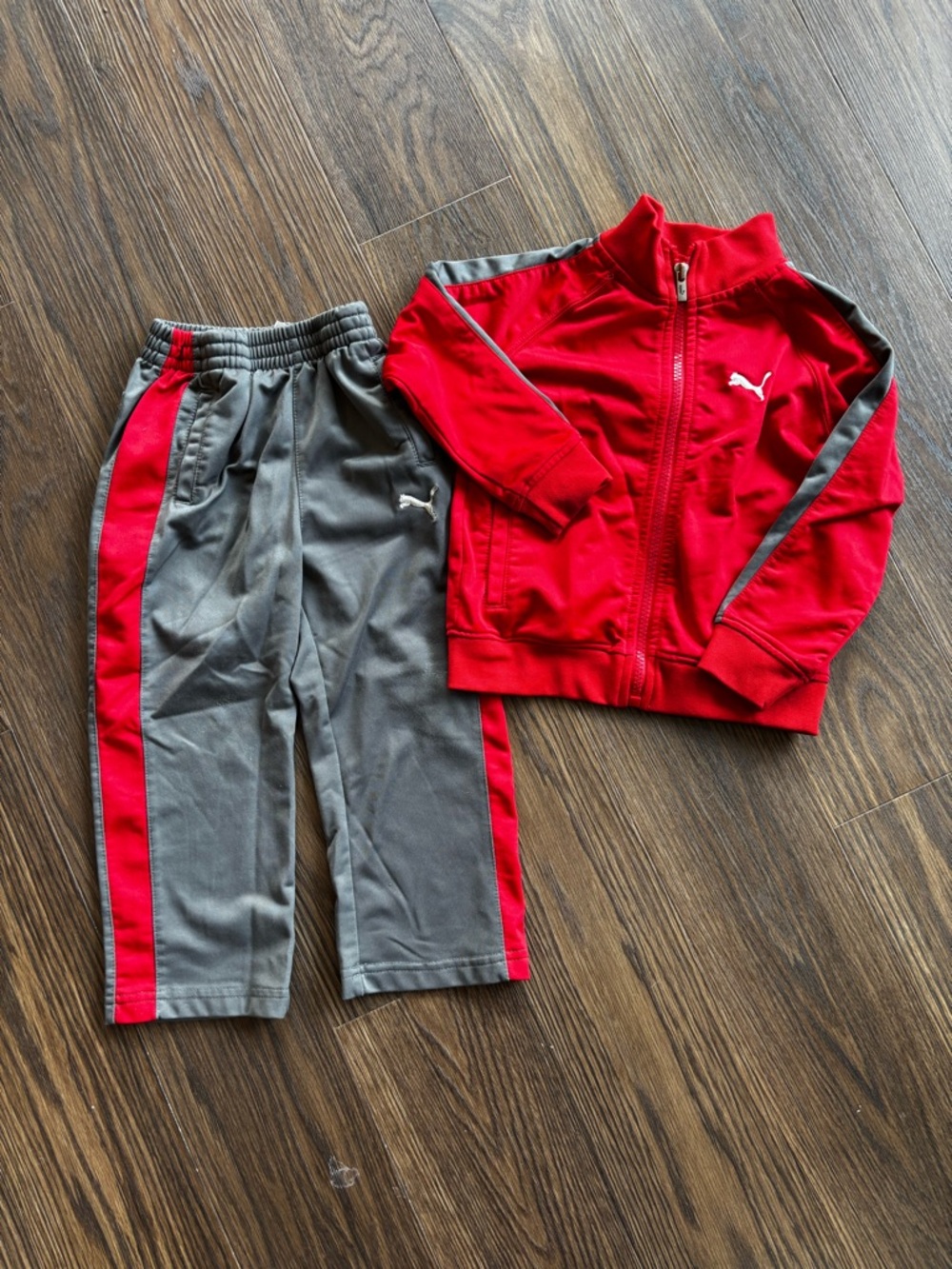 Puma Kids Red and Gray Track Jacket & Joggers Set